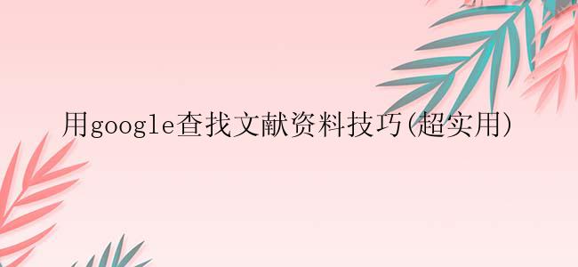 用google查找文献资料技巧(超实用)