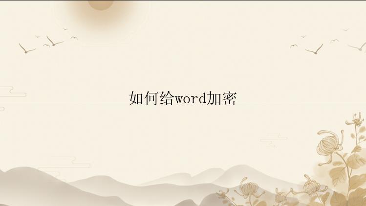 如何给word加密