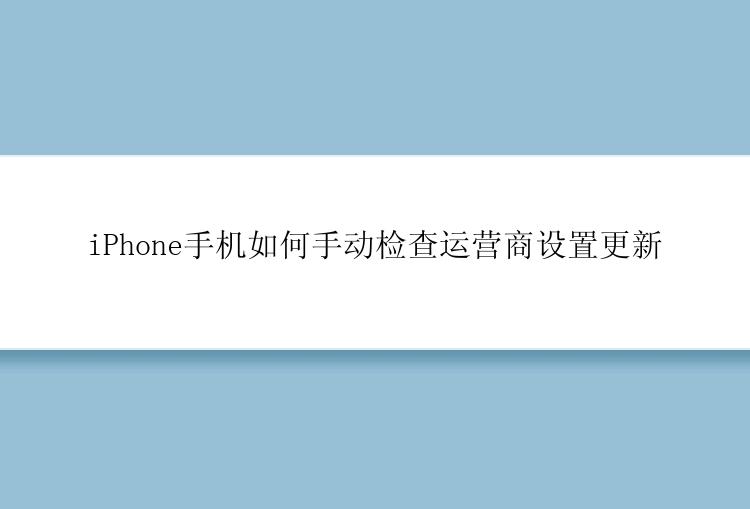 iPhone手机如何手动检查运营商设置更新