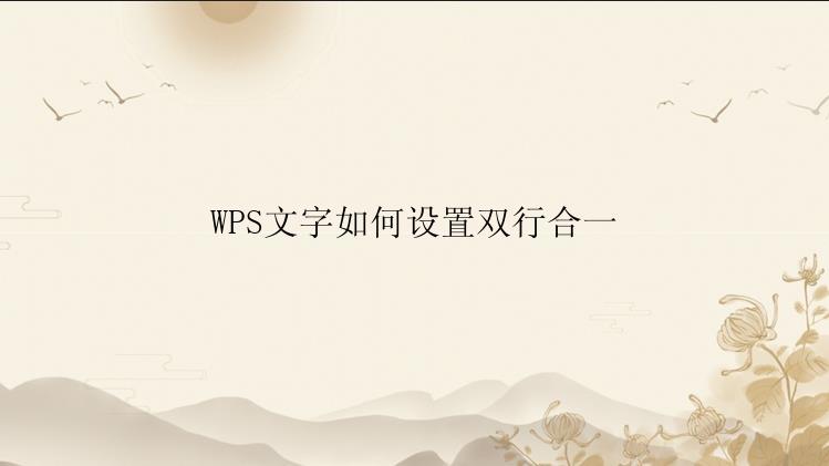 WPS文字如何设置双行合一