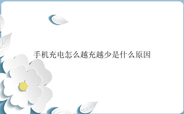 手机充电怎么越充越少是什么原因