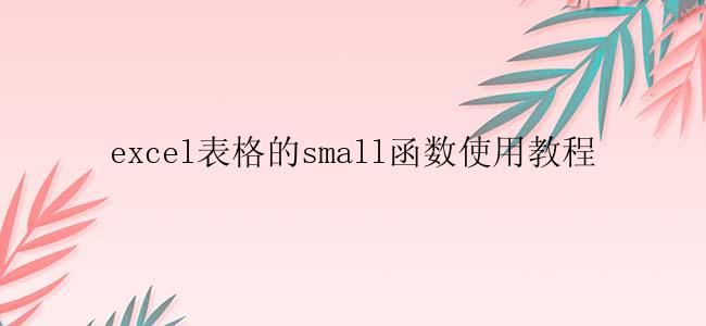 excel表格的small函数使用教程