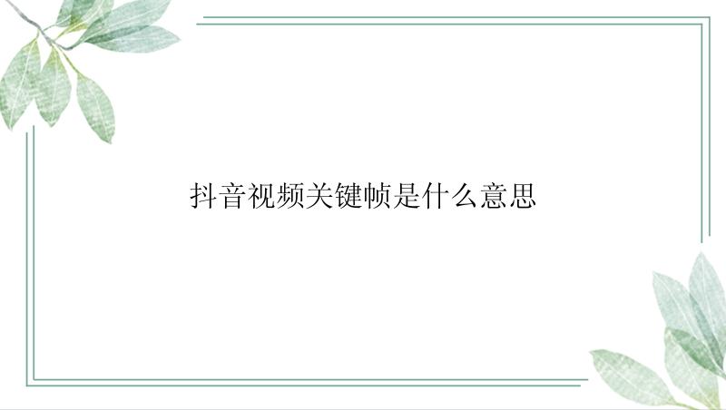 抖音视频关键帧是什么意思