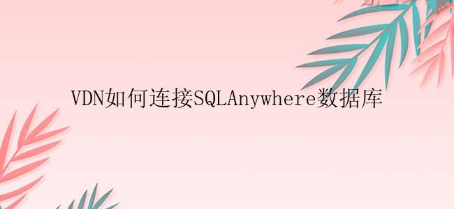 VDN如何连接SQLAnywhere数据库