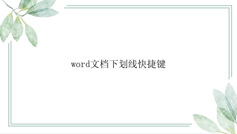 word文档下划线快捷键