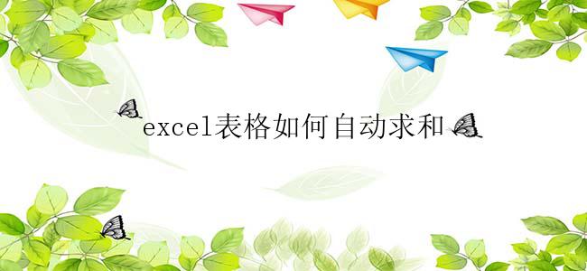 excel表格如何自动求和