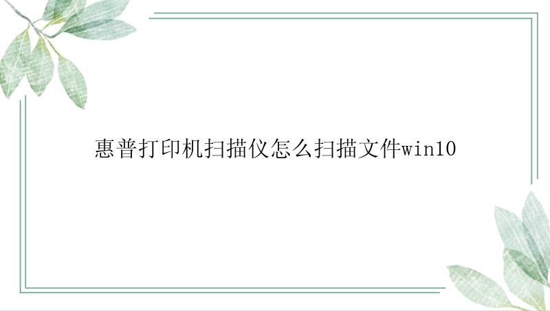 惠普打印机扫描仪怎么扫描文件win10
