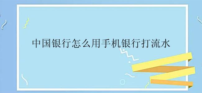 中国银行怎么用手机银行打流水
