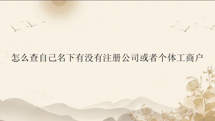 怎么查自己名下有没有注册公司或者个体工商户