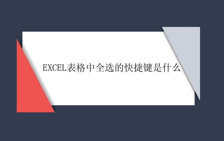 EXCEL表格中全选的快捷键是什么