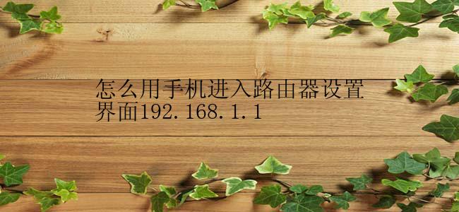 怎么用手机进入路由器设置界面192.168.1.1