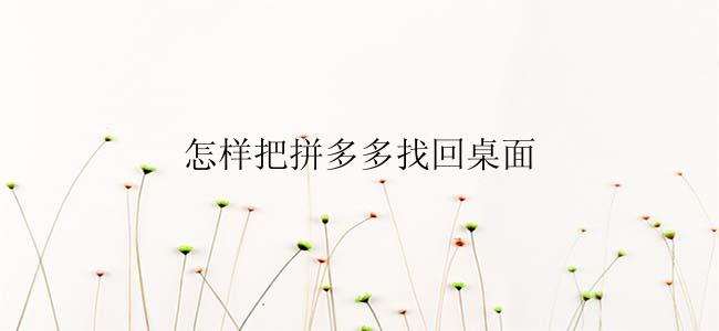 怎样把拼多多找回桌面