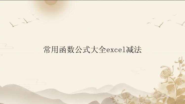 常用函数公式大全excel减法