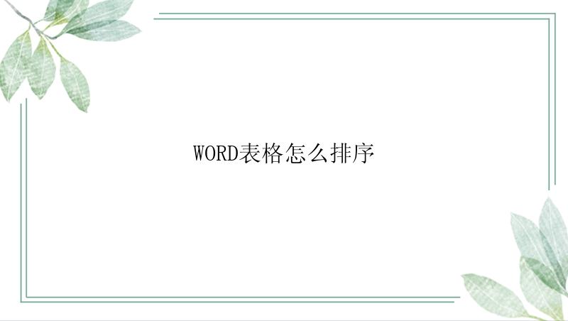 WORD表格怎么排序