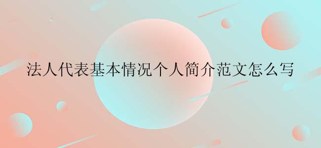 法人代表基本情况个人简介范文怎么写？