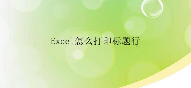 Excel怎么打印标题行