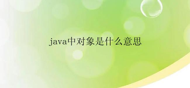 java中对象是什么意思