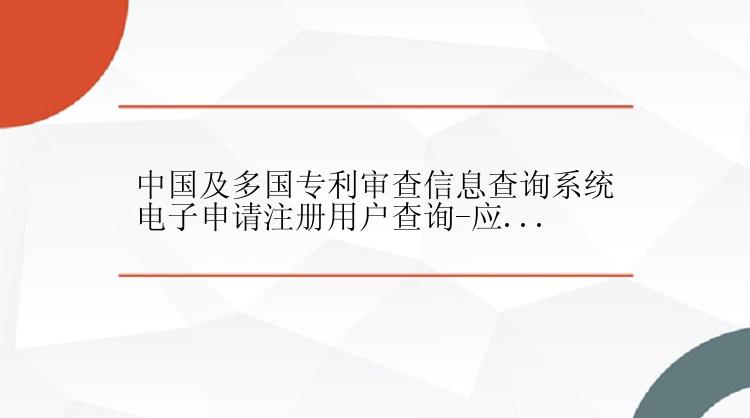 中国及多国专利审查信息查询系统电子申请注册用户查询-应...