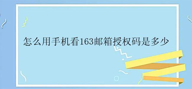 怎么用手机看163邮箱授权码是多少