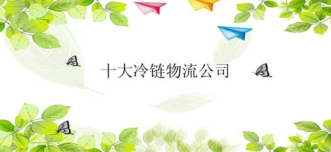 十大冷链物流公司