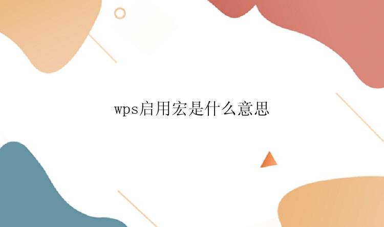 wps启用宏是什么意思