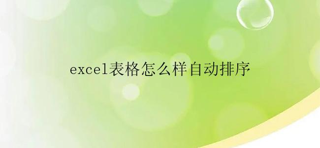 excel表格怎么样自动排序