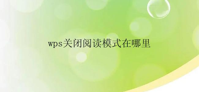 wps关闭阅读模式在哪里