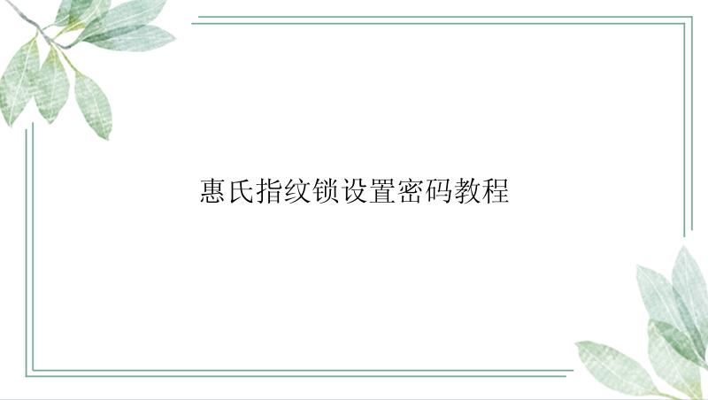 惠氏指纹锁设置密码教程