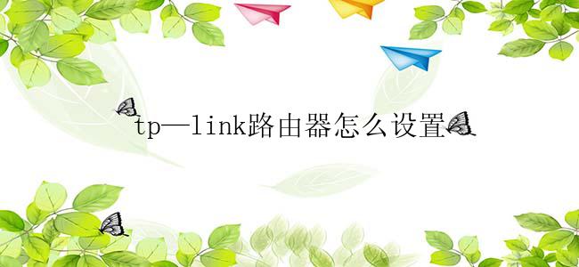 tp—link路由器怎么设置？