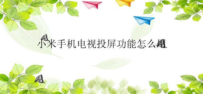 小米手机电视投屏功能怎么用