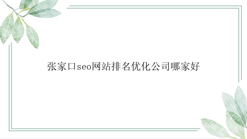 张家口seo网站排名优化公司哪家好