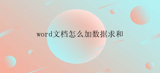 word文档怎么加数据求和