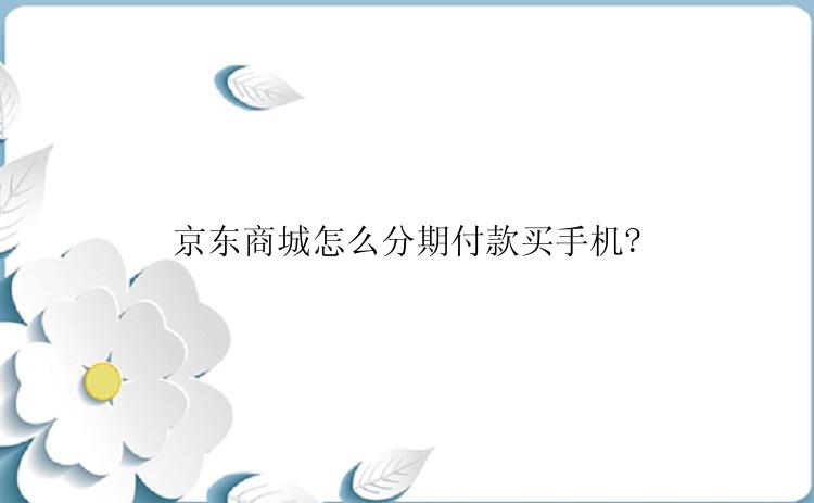 京东商城怎么分期付款买手机?