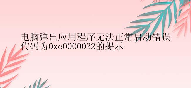 电脑弹出应用程序无法正常启动怎么解决？
