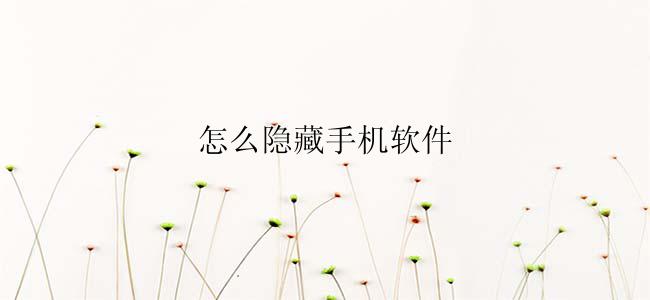 怎么隐藏手机软件