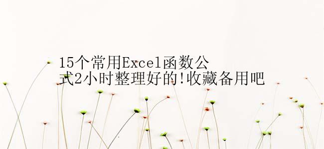 15个常用Excel函数公式2小时整理好的!收藏备用吧