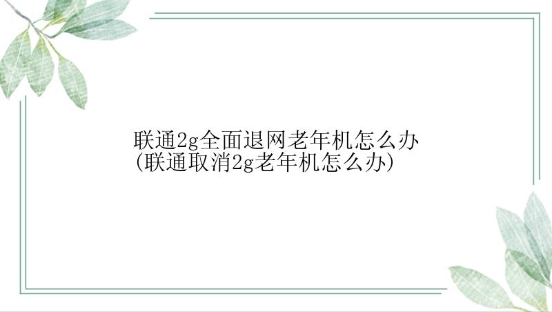 联通2g全面退网老年机怎么办(联通取消2g老年机怎么办)