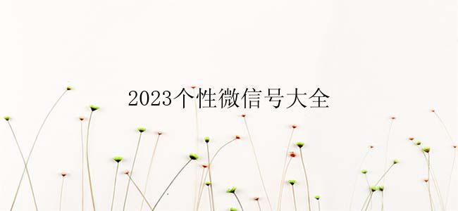 2023个性微信号大全