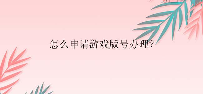 怎么申请游戏版号办理？