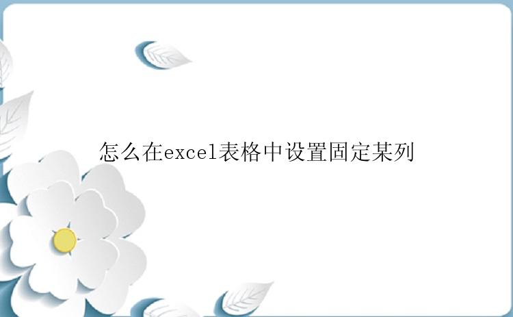 怎么在excel表格中设置固定某列