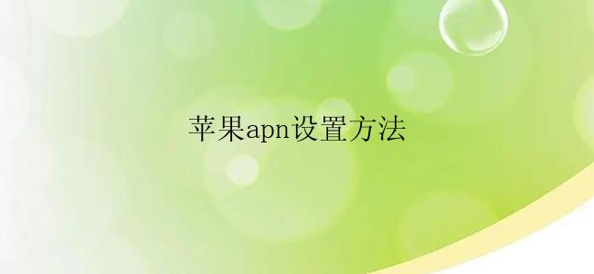 苹果apn设置方法