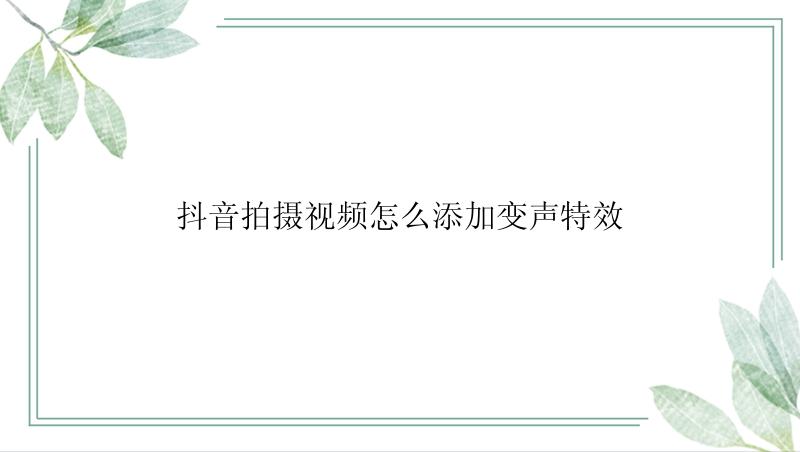 抖音拍摄视频怎么添加变声特效