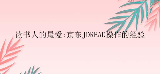 读书人的最爱:京东JDREAD操作的经验