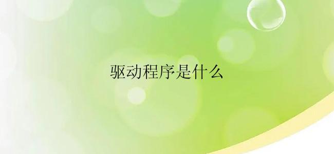 驱动程序是什么？