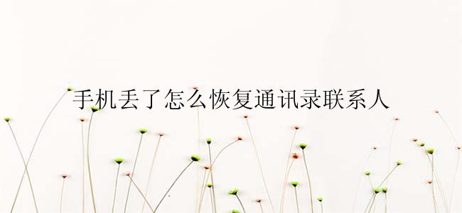 手机丢了怎么恢复通讯录联系人