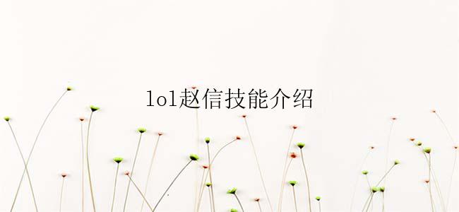 lol赵信技能介绍