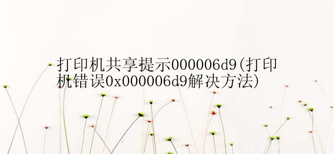 打印机共享提示000006d9(打印机错误0x000006d9解决方法)