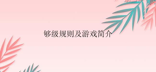 够级规则及游戏简介