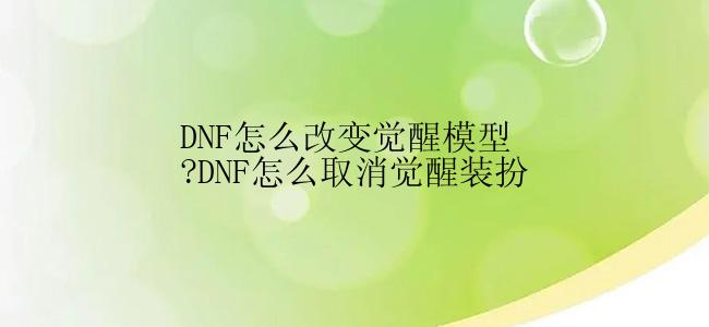 DNF怎么改变觉醒模型?DNF怎么取消觉醒装扮