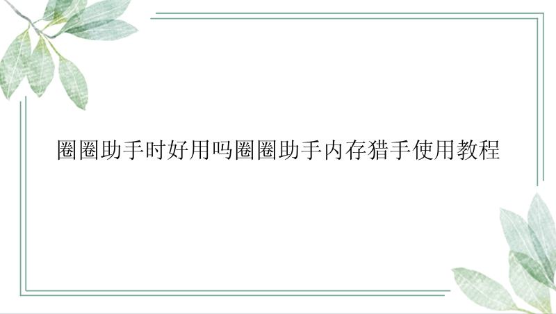 圈圈助手时好用吗圈圈助手内存猎手使用教程